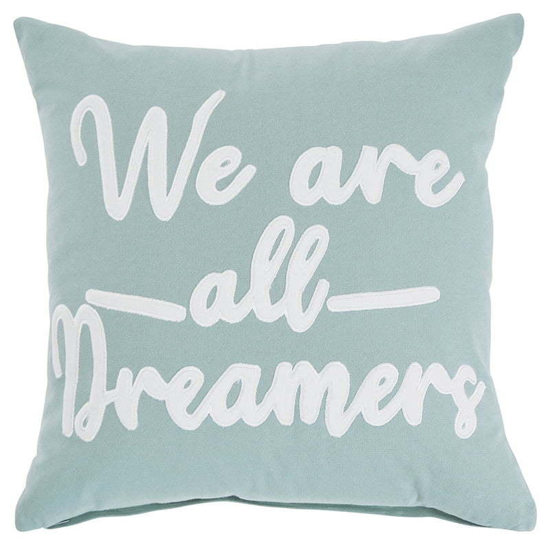 Dreamers Light Green White Pillow (Set of 4)