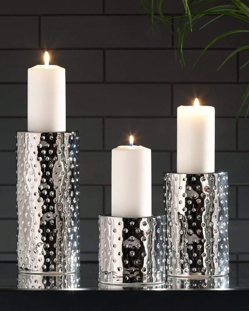 Marisa Silver Finish Candle Holder (Set of 3)