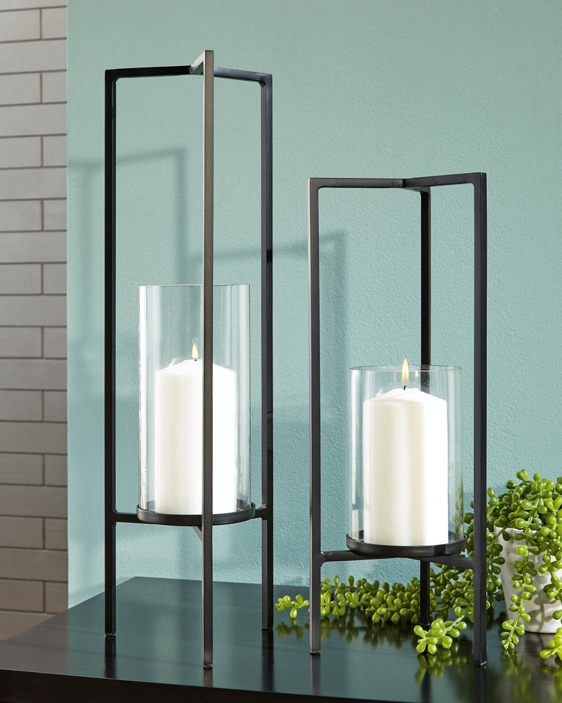 Ginette Black Candle Holder (Set of 2)