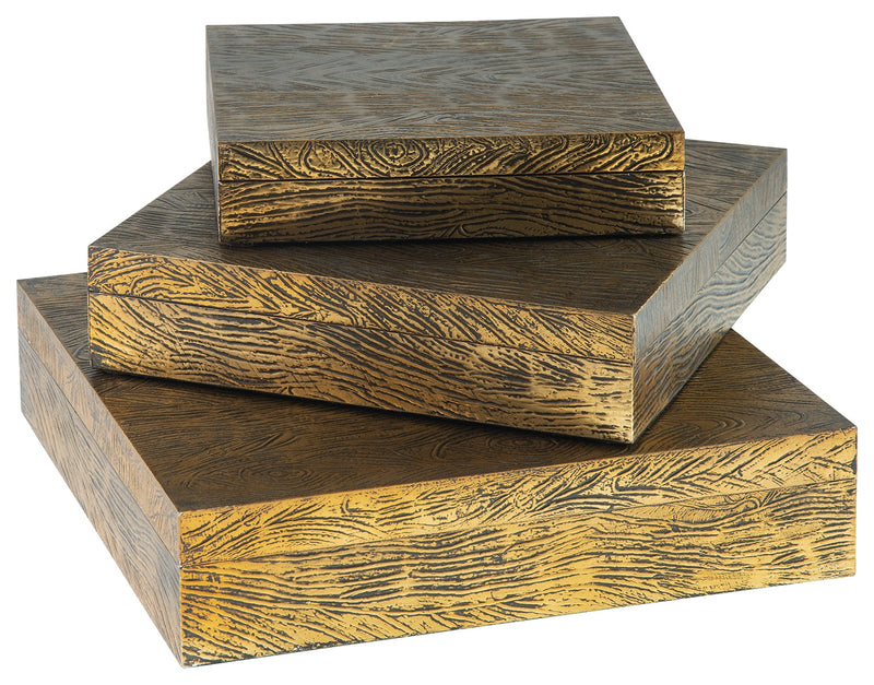 Keldy Antique Brass Finish Box (Set of 3)