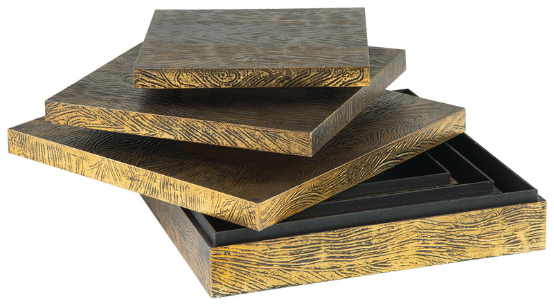 Keldy Antique Brass Finish Box (Set of 3)