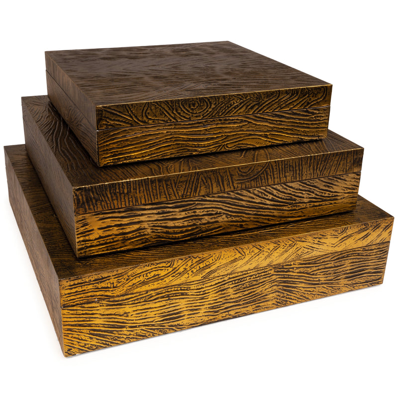 Keldy Antique Brass Finish Box (Set of 3)