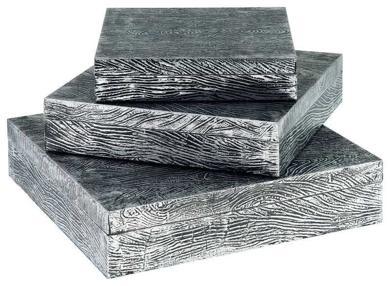 Keldy Antique Pewter Finish Box (Set of 3)