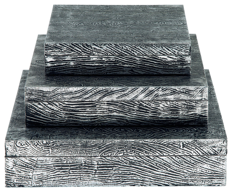 Keldy Antique Pewter Finish Box (Set of 3)