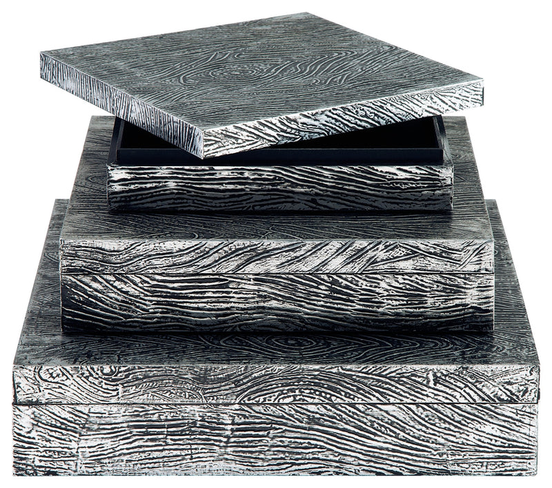 Keldy Antique Pewter Finish Box (Set of 3)