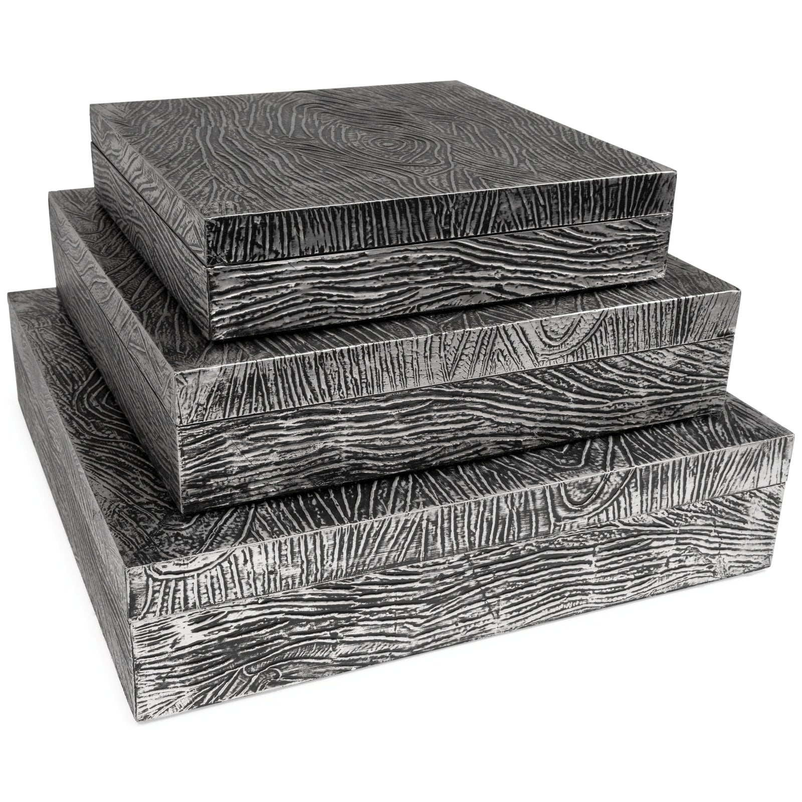 Keldy Antique Pewter Finish Box (Set of 3)