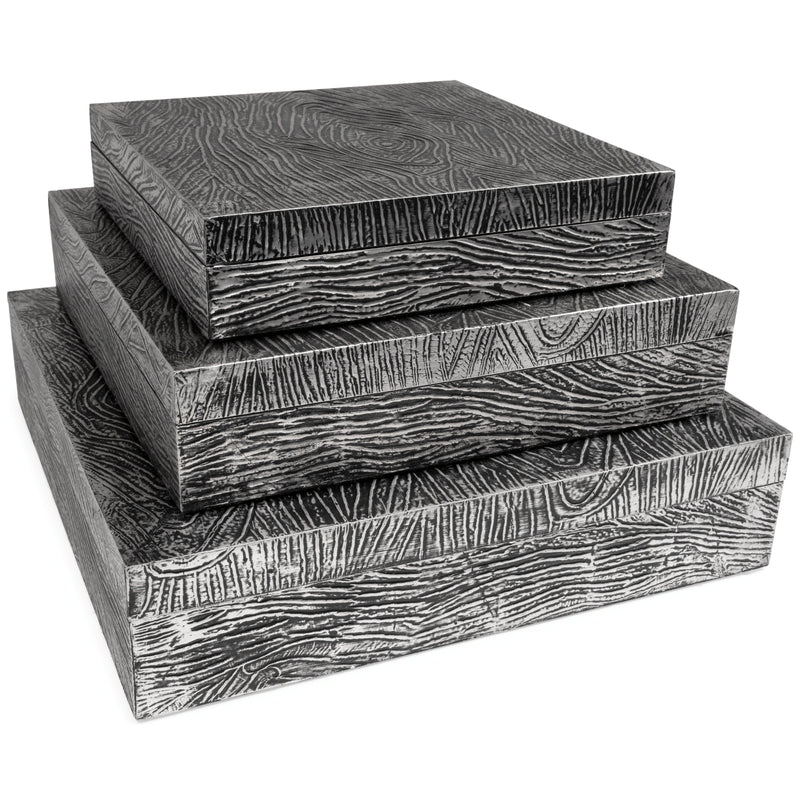 Keldy Antique Pewter Finish Box (Set of 3)