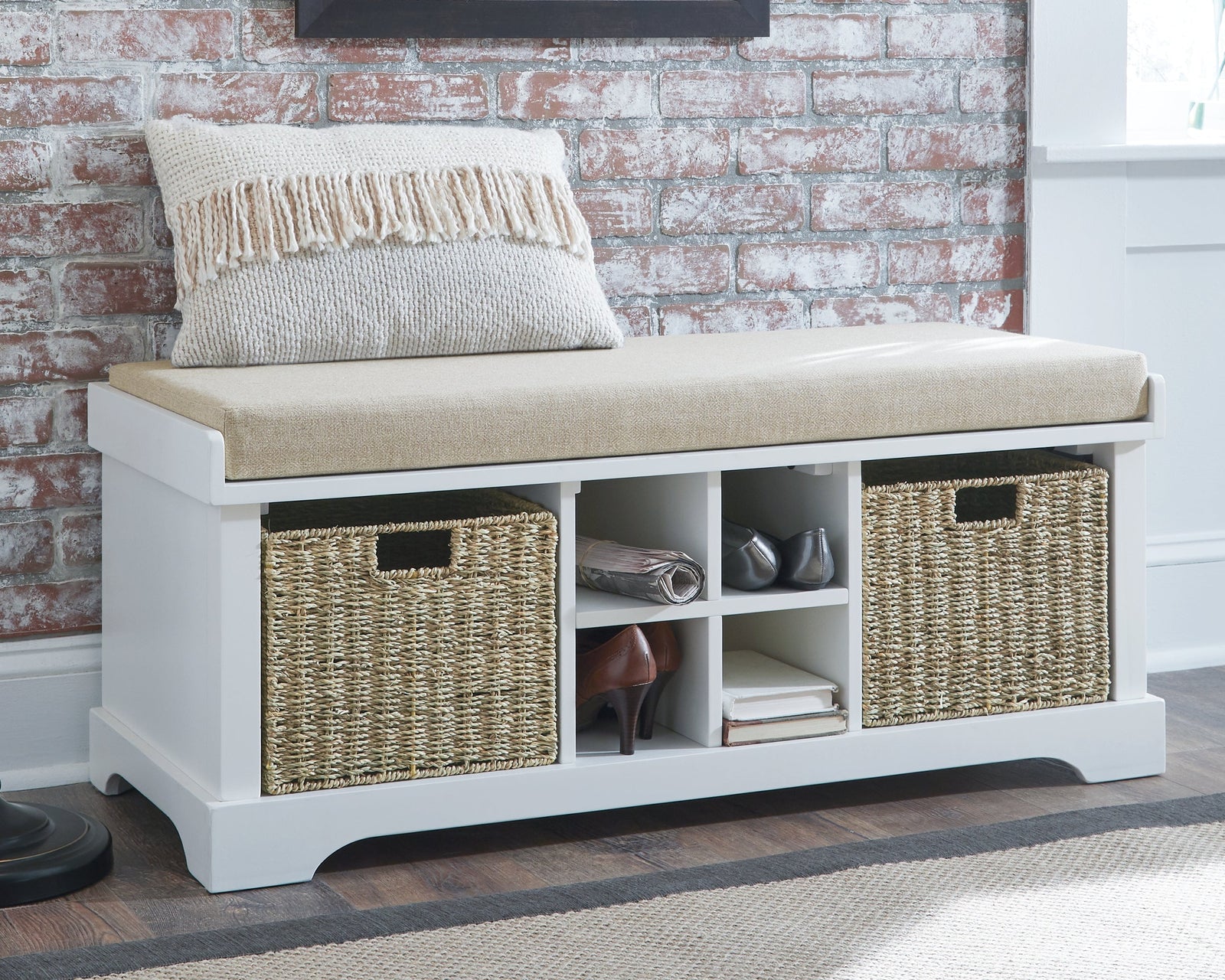 Dowdy White Storage Bench