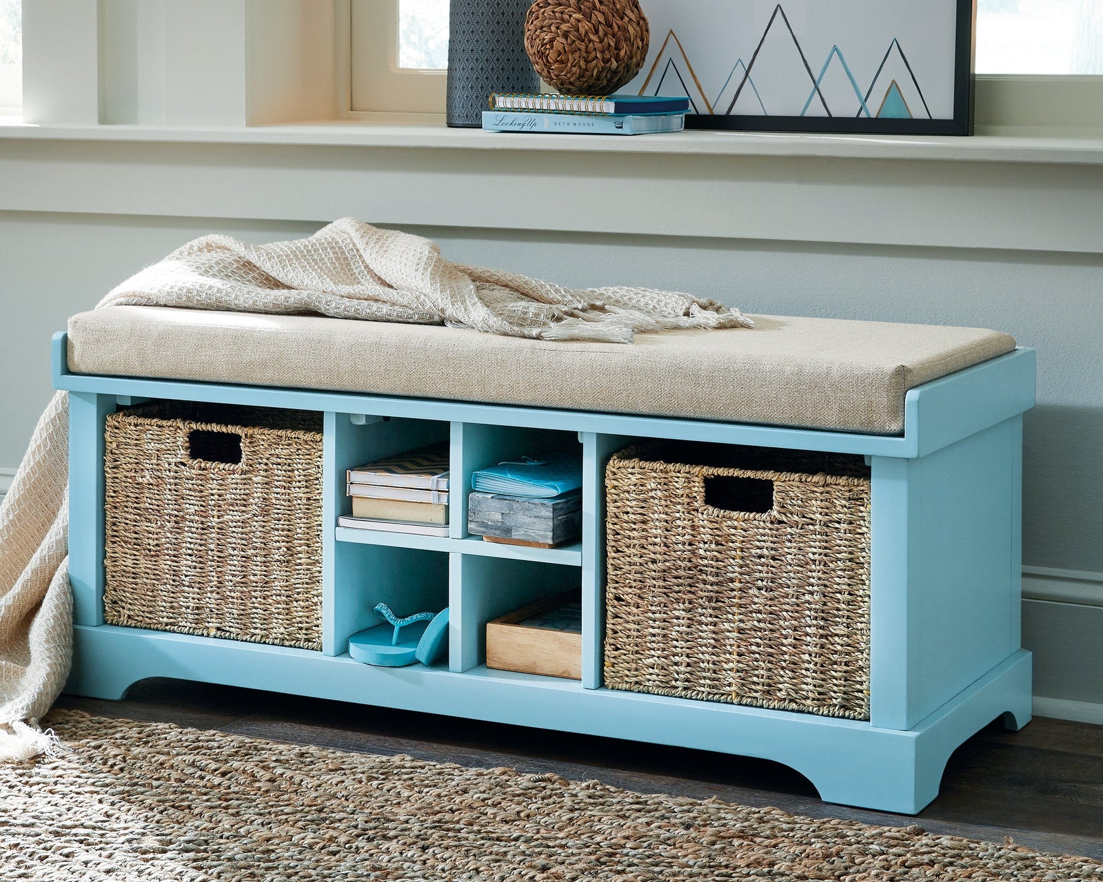 Dowdy Teal Storage Bench