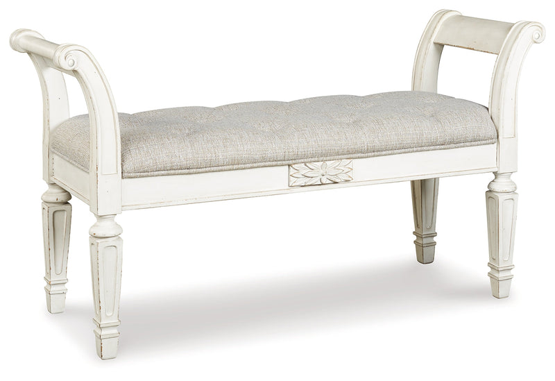 Realyn Antique White Accent Bench