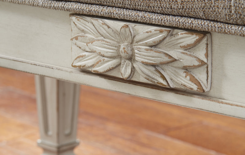 Realyn Antique White Accent Bench