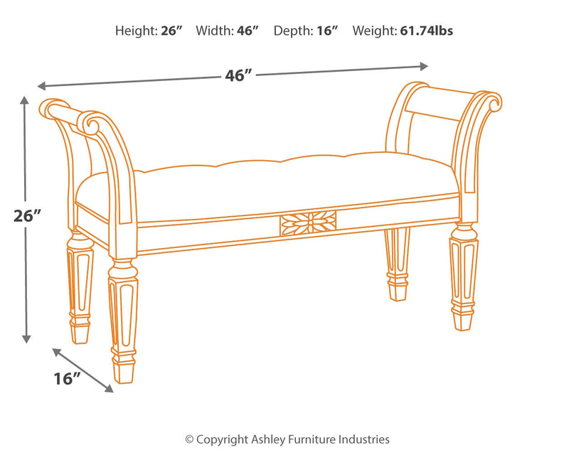 Realyn Antique White Accent Bench