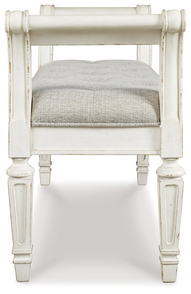 Realyn Antique White Accent Bench