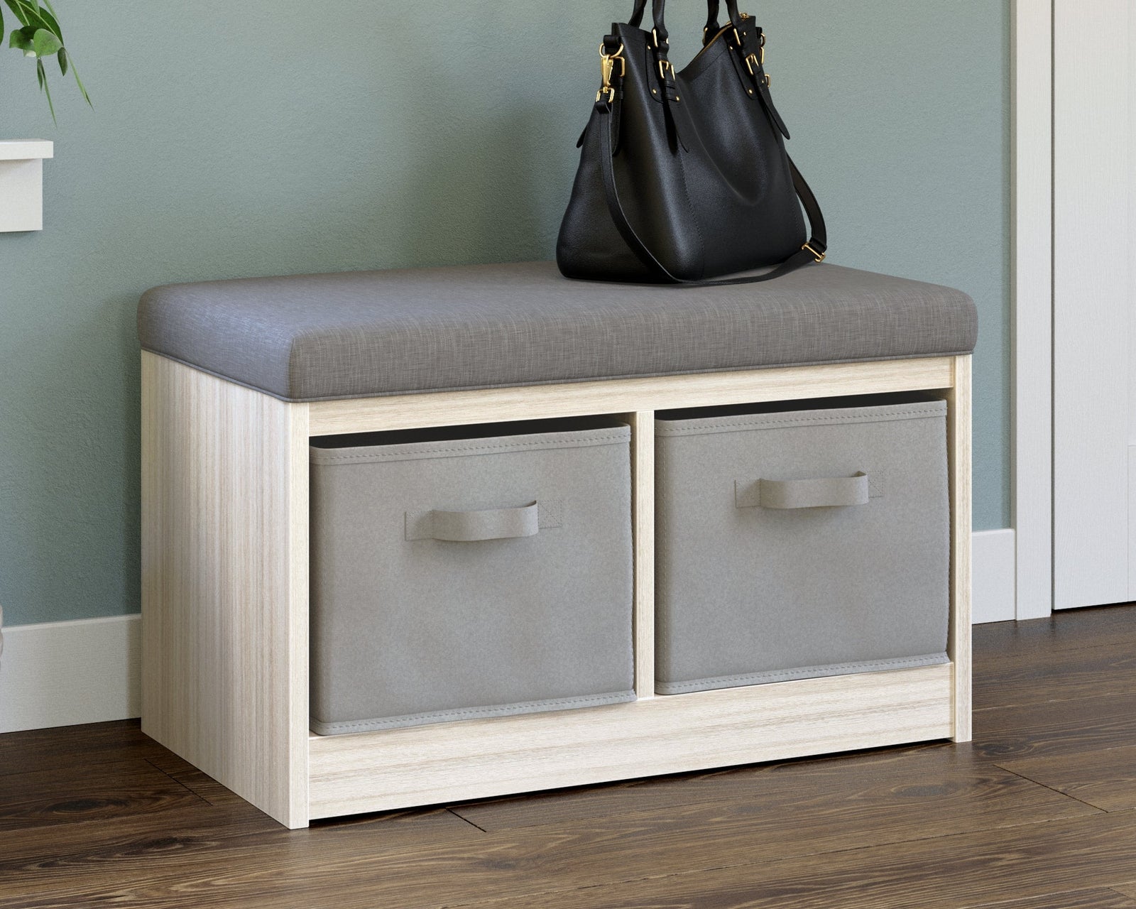 Blariden Gray Natural Storage Bench