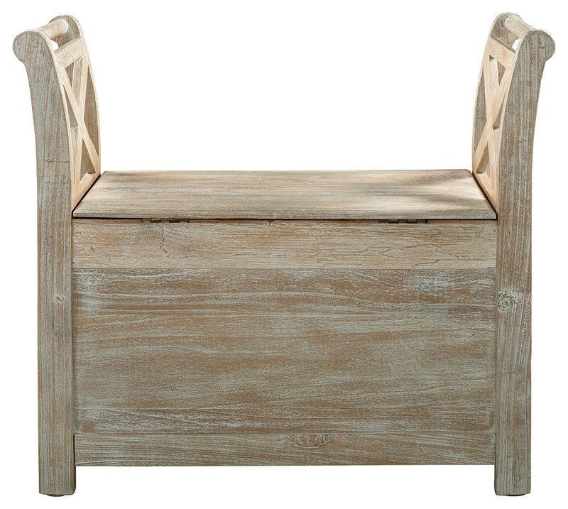 Fossil Ridge Whitewash Accent Bench