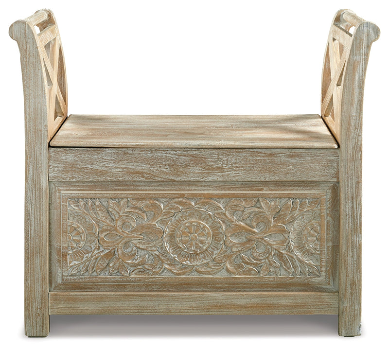 Fossil Ridge Whitewash Accent Bench