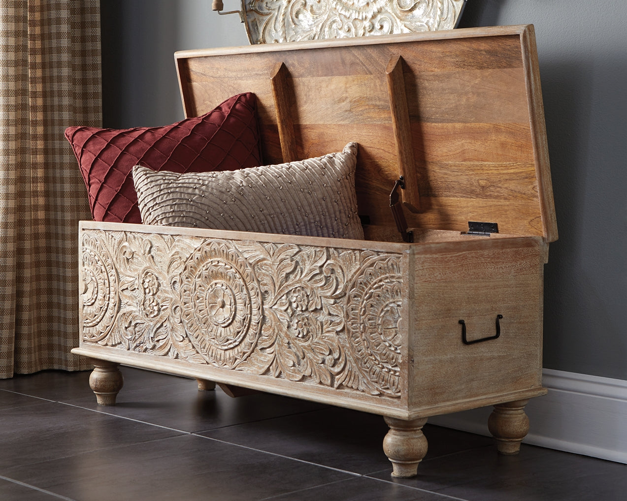 Fossil Ridge Beige Storage Bench