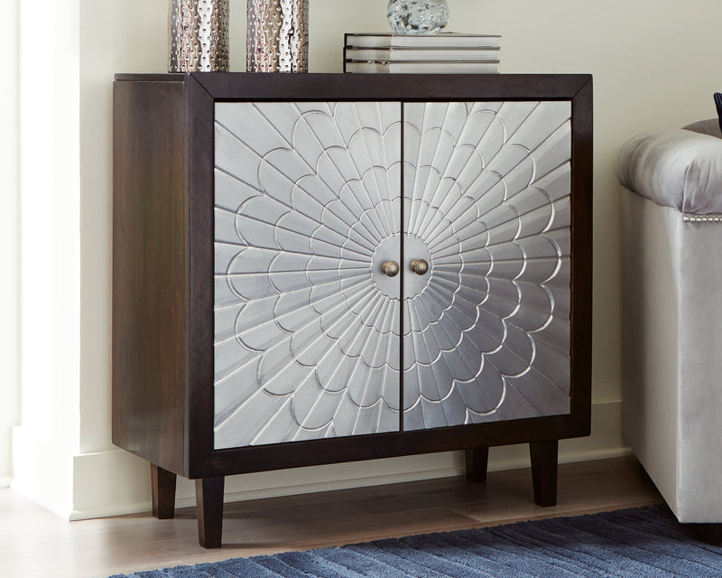 Ronlen Brown Silver Finish Accent Cabinet