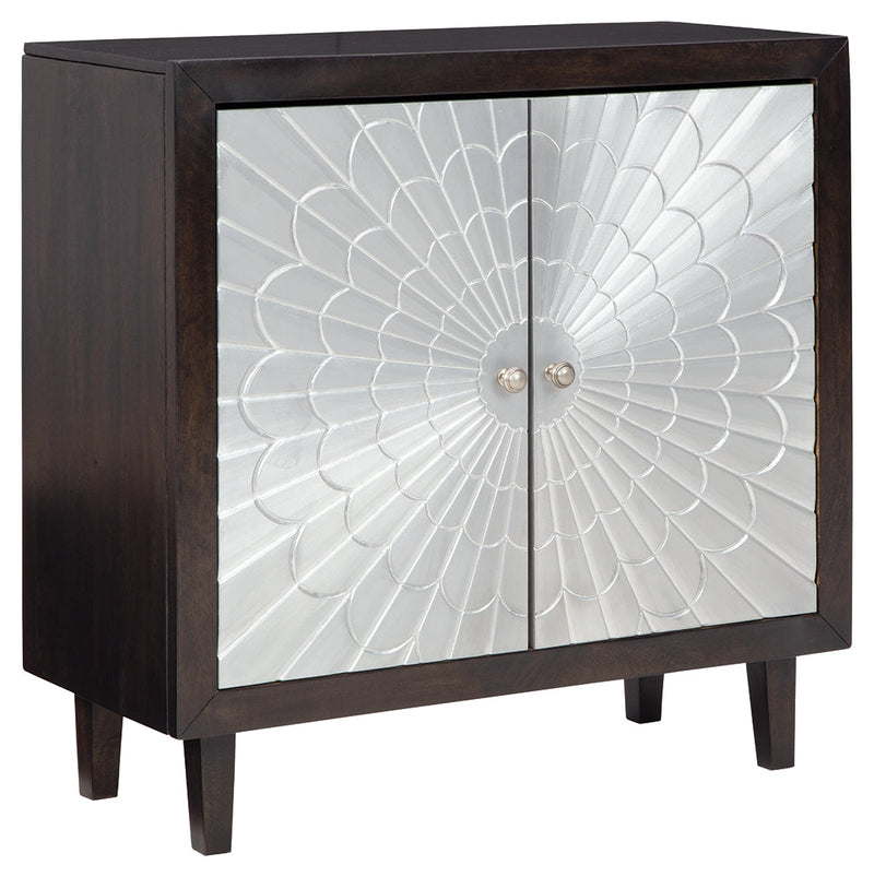 Ronlen Brown Silver Finish Accent Cabinet