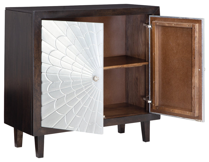 Ronlen Brown Silver Finish Accent Cabinet