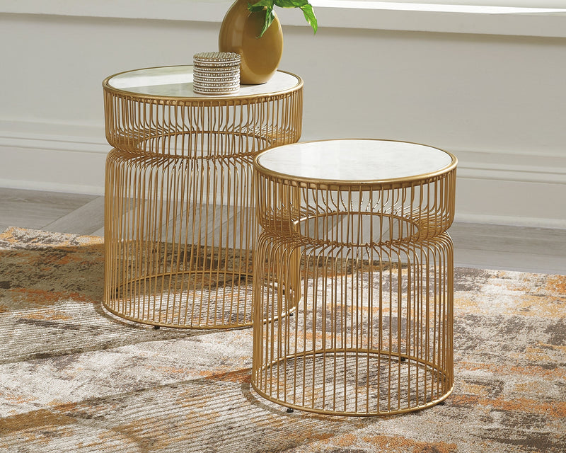 Vernway White/gold Finish Accent Table (Set Of 2)