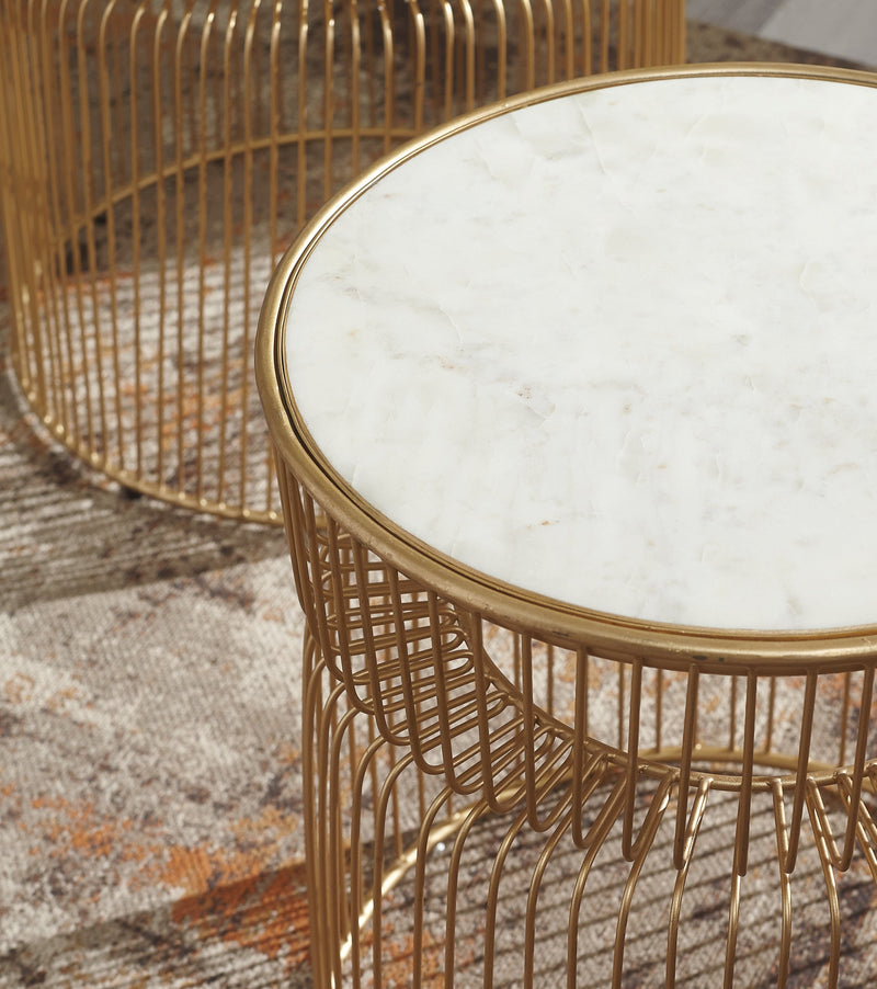 Vernway White/gold Finish Accent Table (Set Of 2)