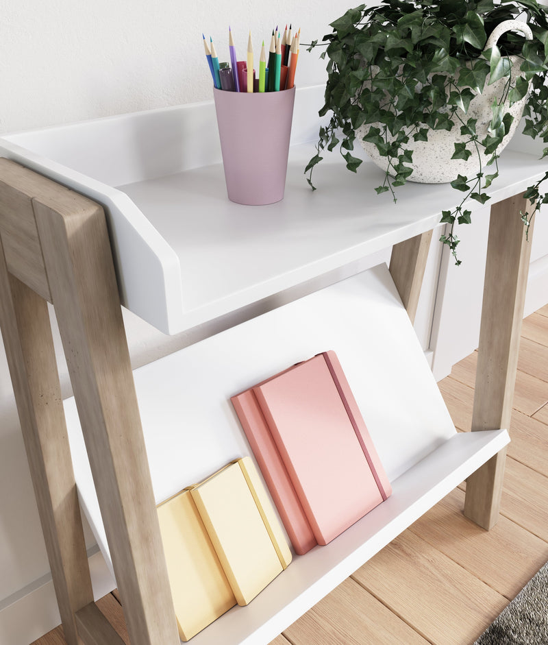 Blariden White Tan Small Bookcase