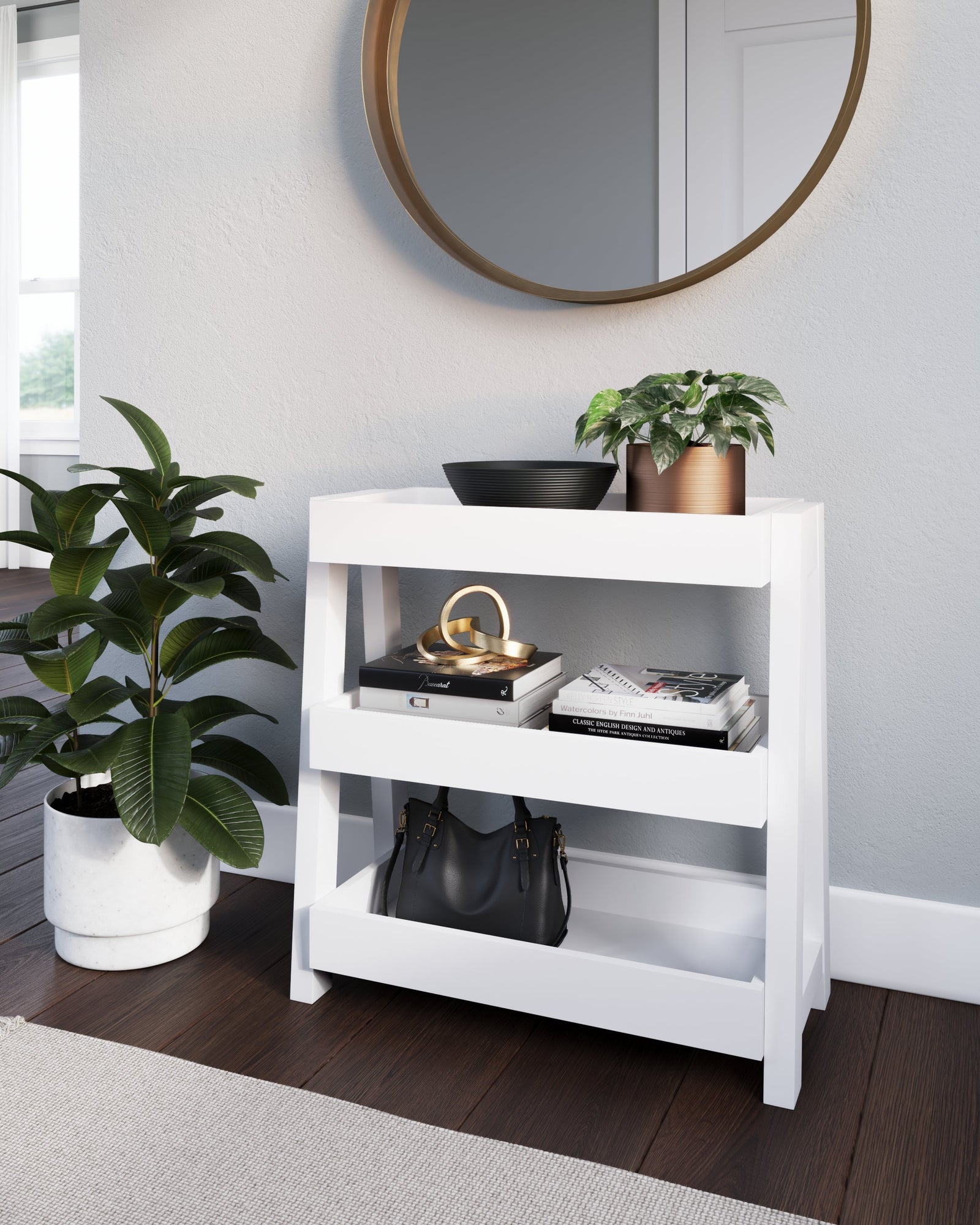 Blariden White Shelf Accent Table