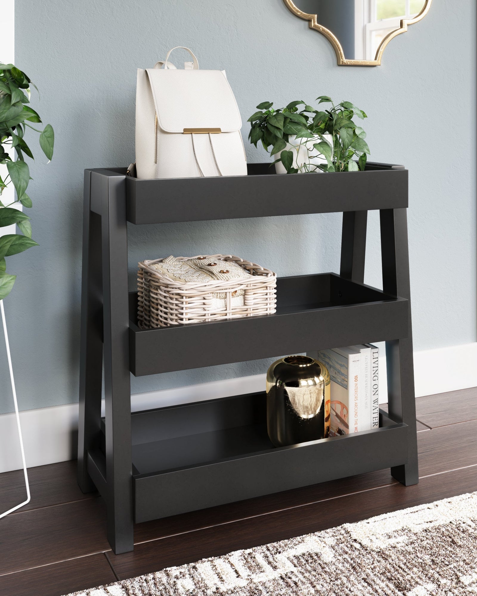 Blariden Metallic Gray Shelf Accent Table