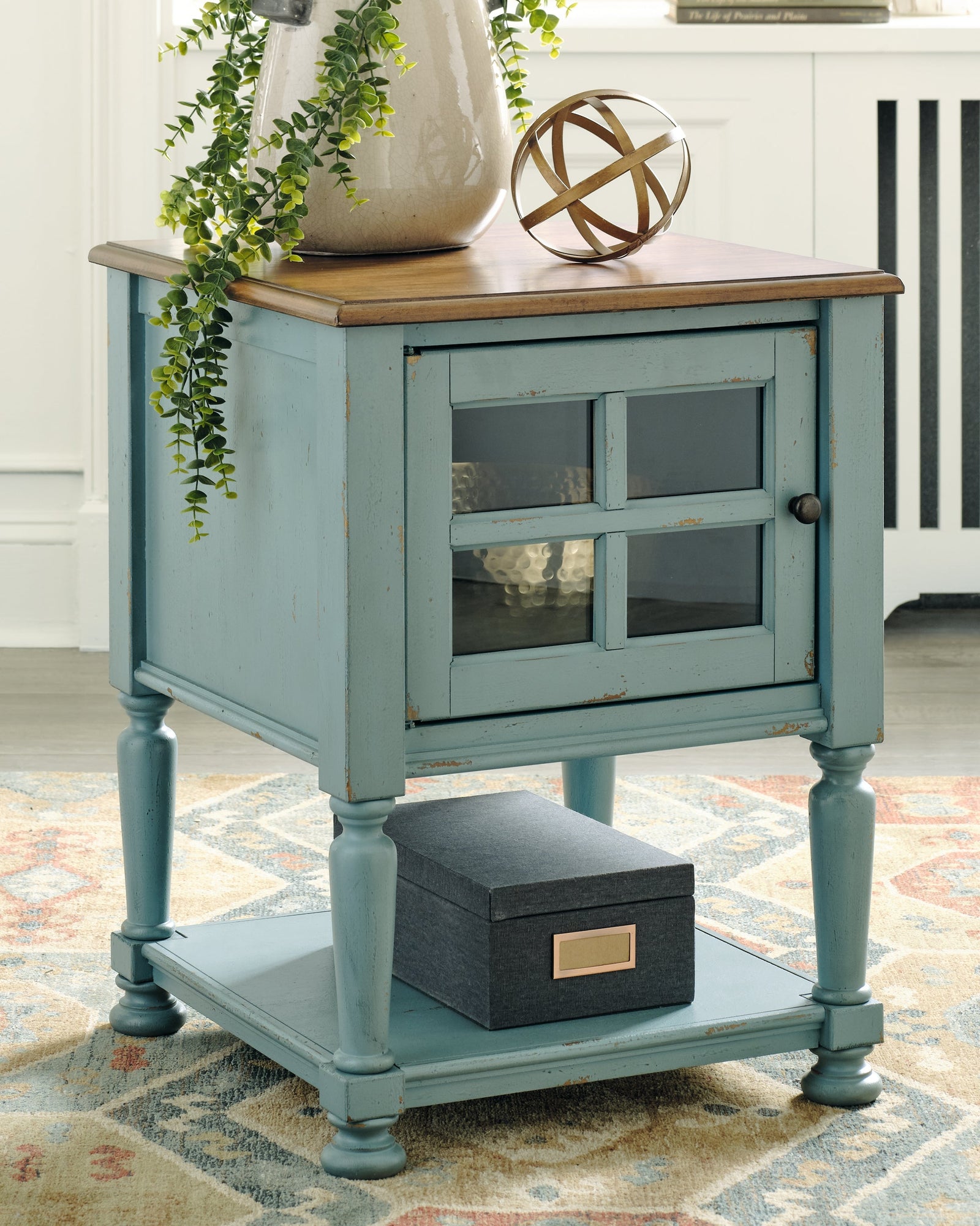 Mirimyn Teal/brown Accent Cabinet