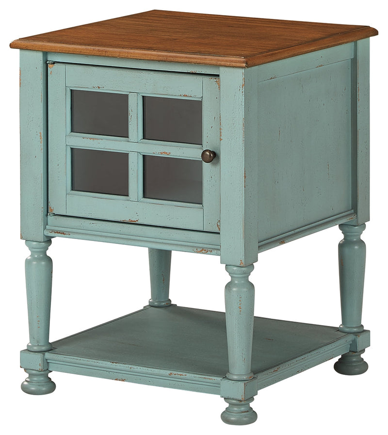 Mirimyn Teal Brown Accent Cabinet