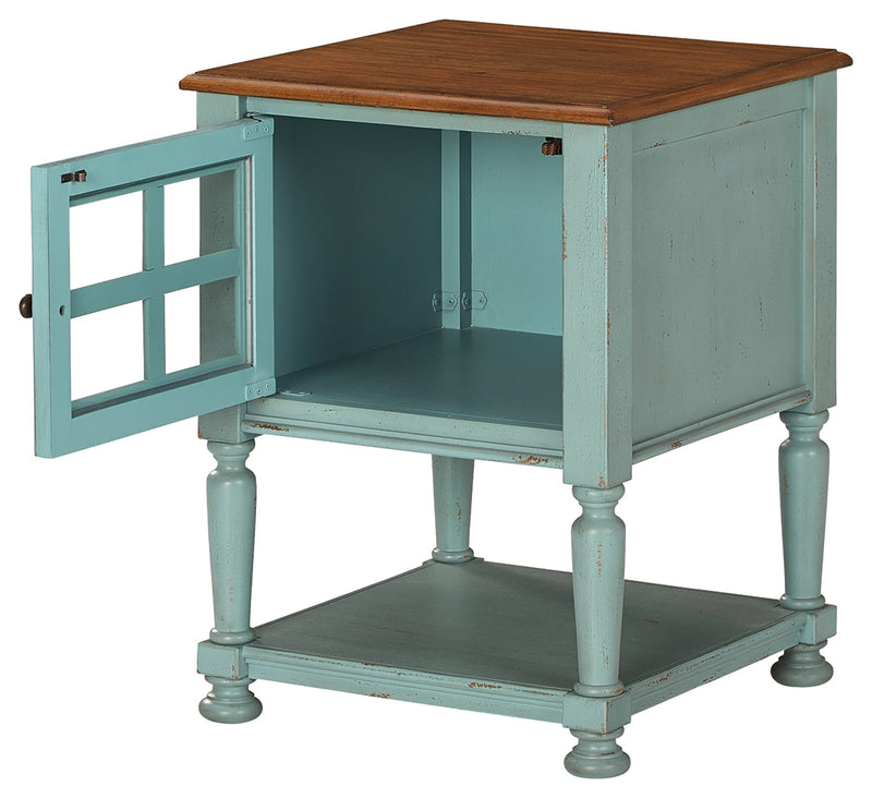 Mirimyn Teal Brown Accent Cabinet