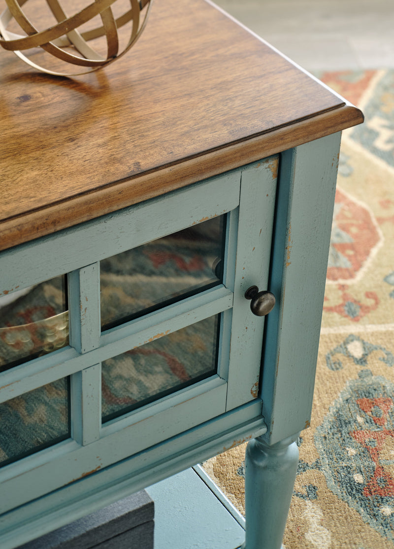 Mirimyn Teal Brown Accent Cabinet