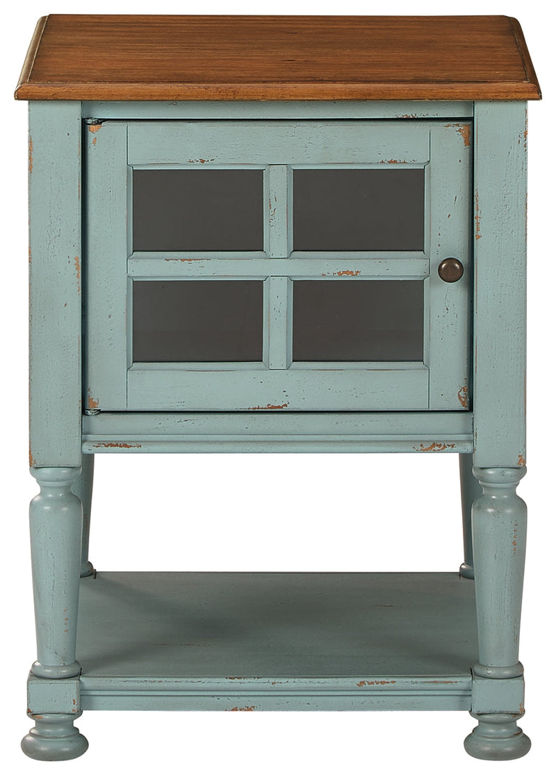 Mirimyn Teal Brown Accent Cabinet