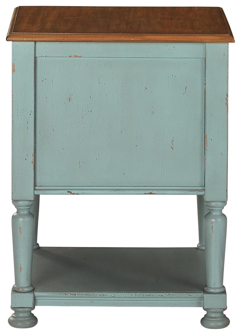 Mirimyn Teal Brown Accent Cabinet