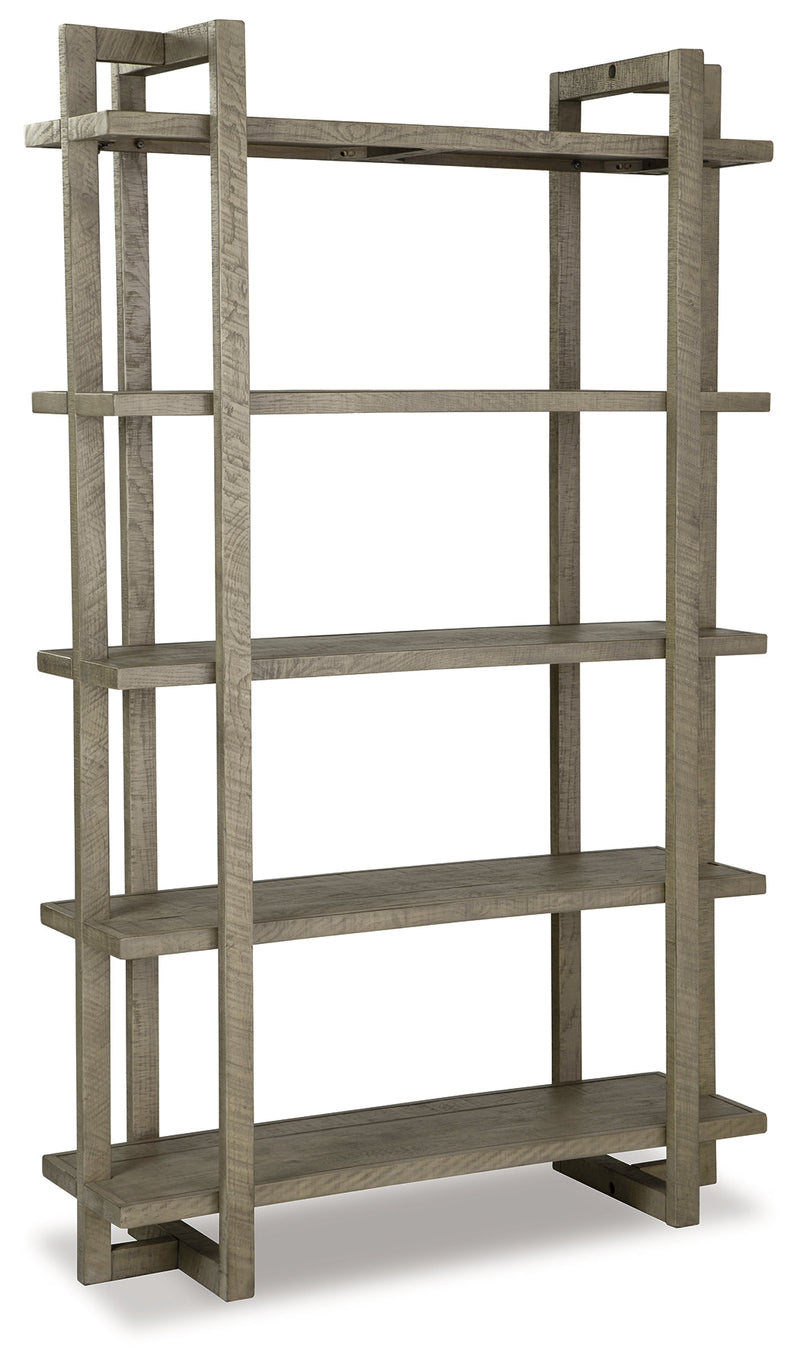 Bergton Distressed Gray Bookcase