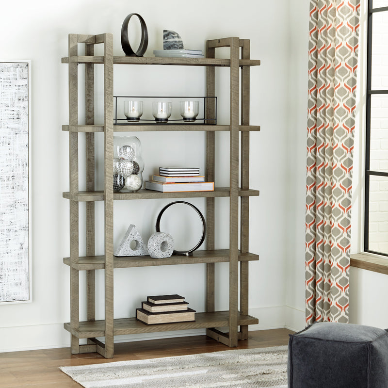 Bergton Distressed Gray Bookcase