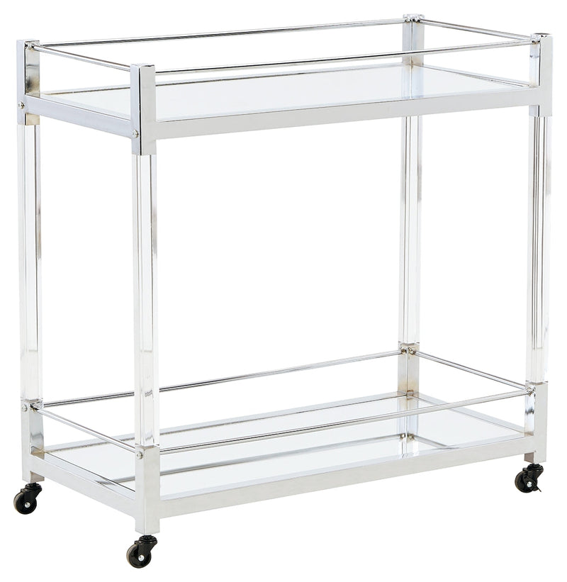 Chaseton Clear Silver Finish Bar Cart