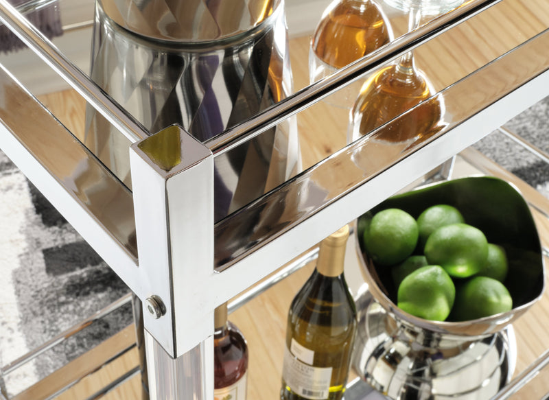 Chaseton Clear Silver Finish Bar Cart