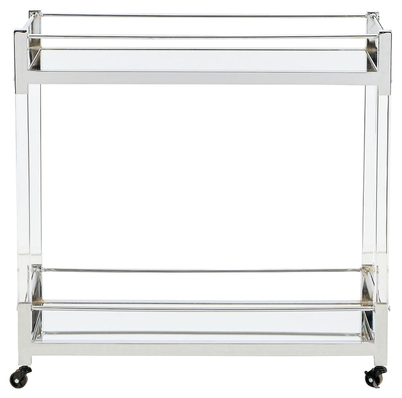 Chaseton Clear Silver Finish Bar Cart