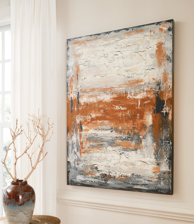 Carmely Gray White Orange Wall Art