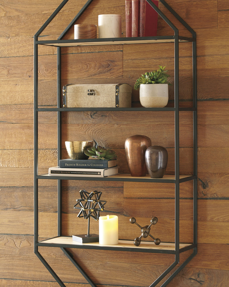 Elea Black Natural Wall Shelf