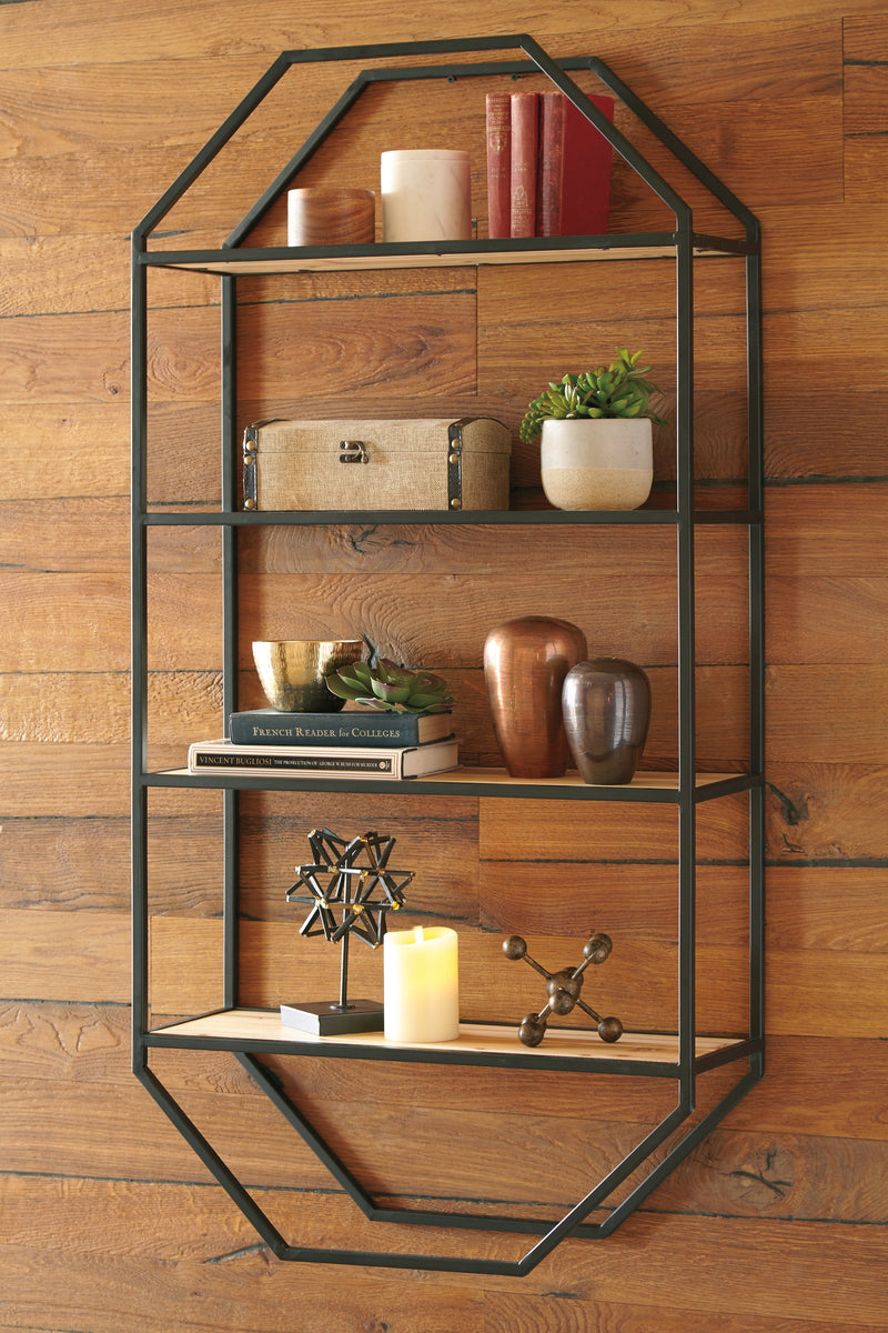 Elea Black Natural Wall Shelf