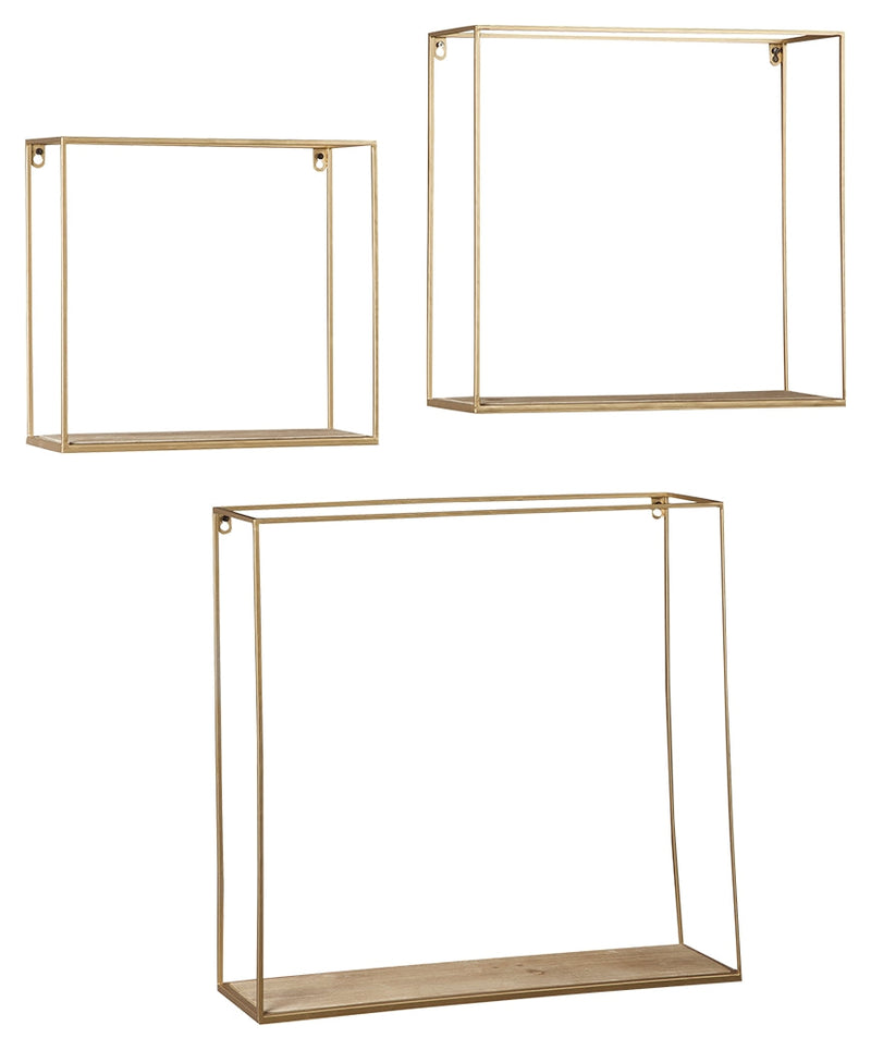 Efharis Natural Gold Finish Wall Shelf (Set of 3)