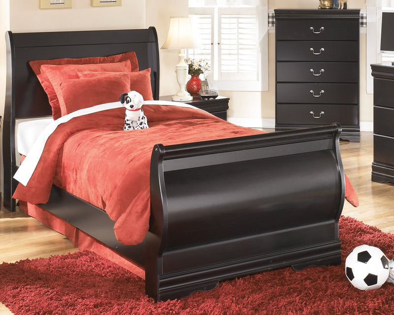 Huey Vineyard Black Twin Sleigh Bed