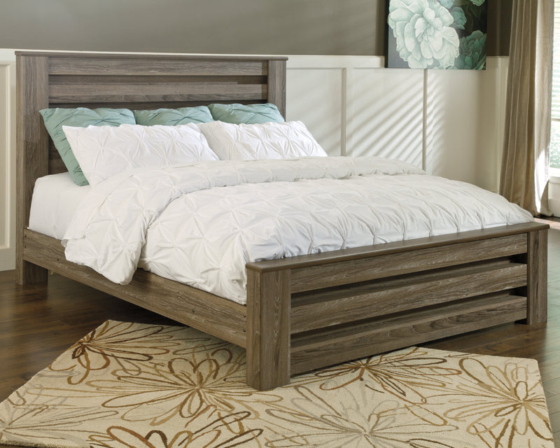 Zelen Warm Gray Queen Panel Bed