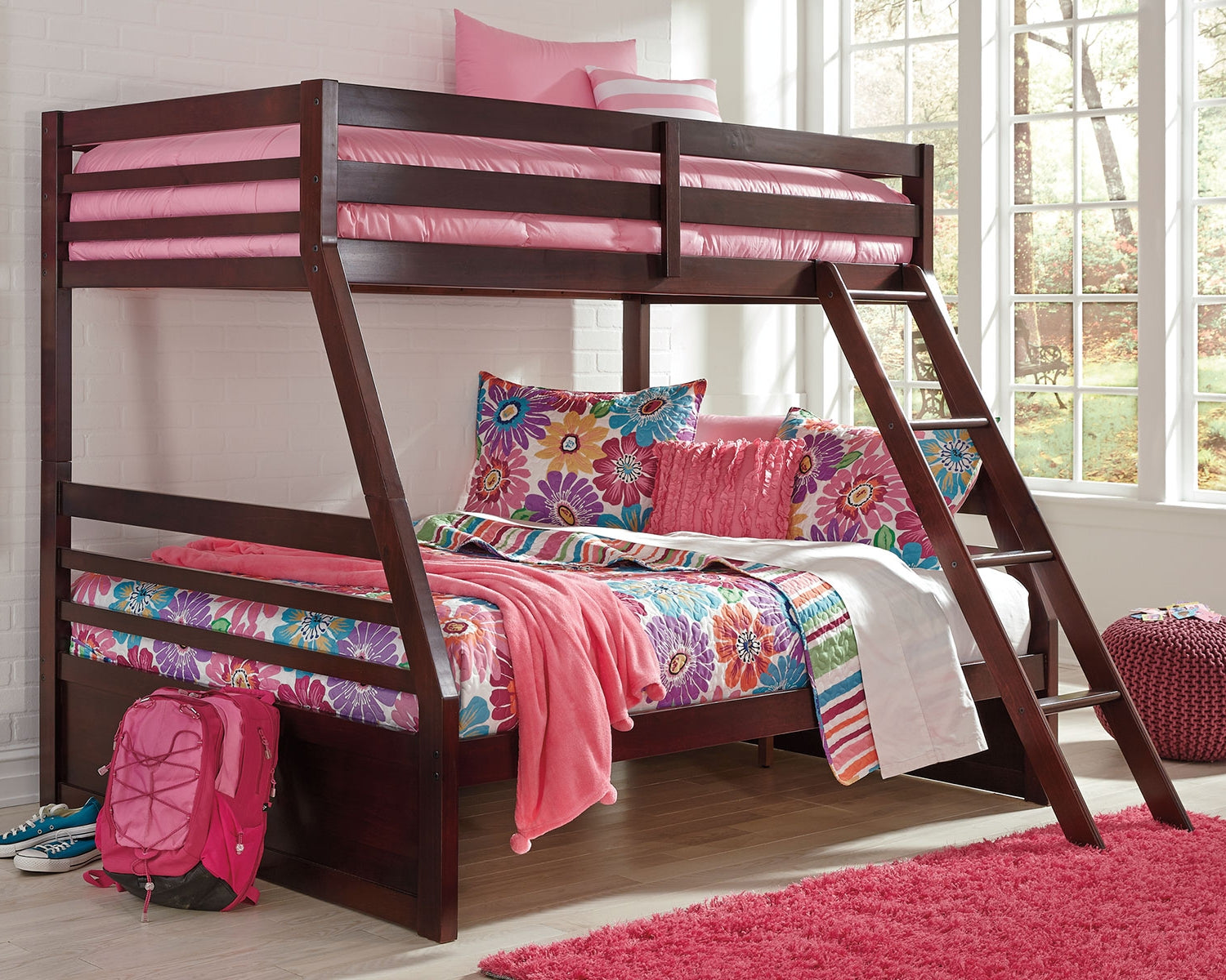 Halanton Dark Brown Twin Over Full Bunk Bed