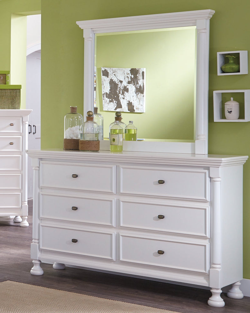 Kaslyn White Dresser And Mirror