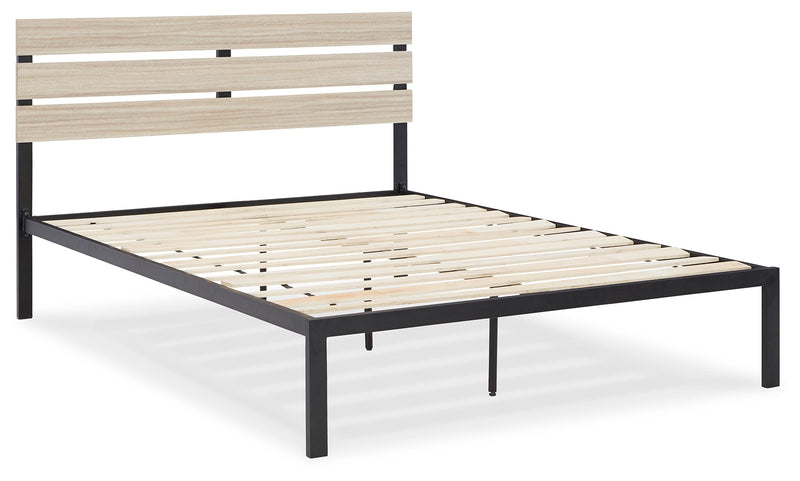 Waylowe Natural Black Queen Platform Bed