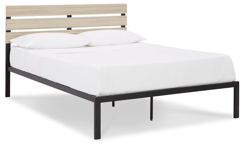 Waylowe Natural Black Queen Platform Bed